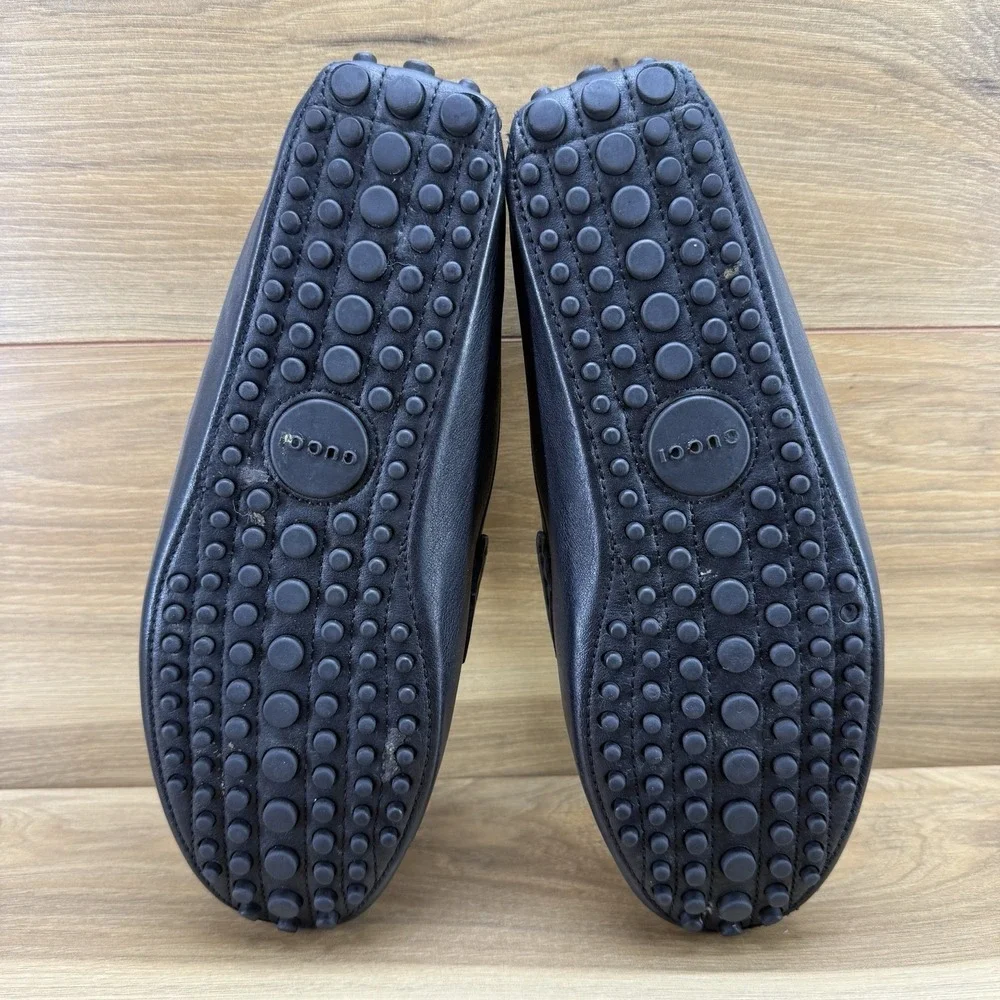 GUCCI GG GUCCISSIMA Driver Penny Loafers Mens US 10 UK 9 G Black Leather Travel